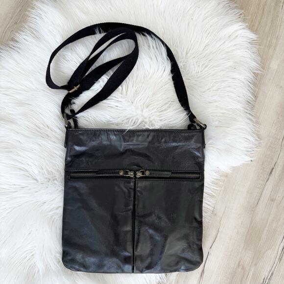 Fatface Black Leather Crossbody Bag - Picture 1 of 6